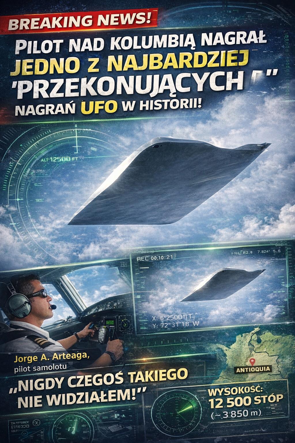UFO OBOK SAMOLOTU – FENOMENALNY FILM NAGRANY NAD KOLUMBIĄ